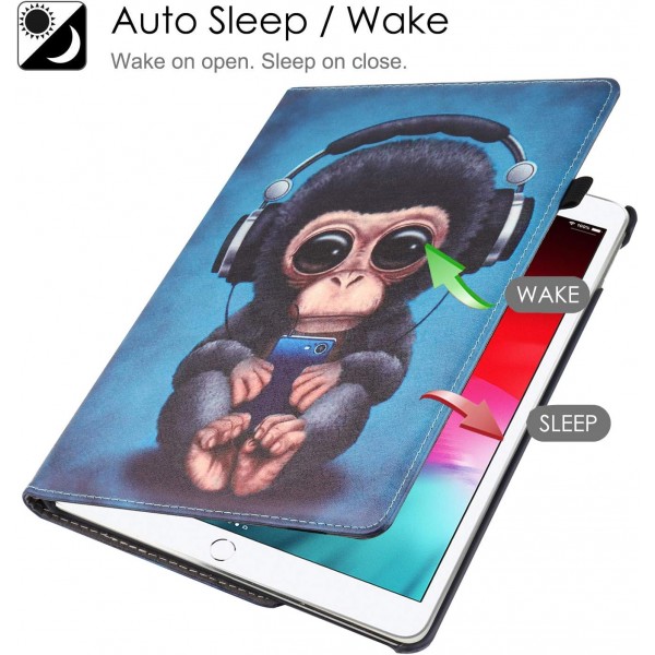 iPad Air 2/Air 1/iPad 9.7인치 2018/2017(5세대/6세대)용 케이스, 다각도 보기 및 자동 잠자기/깨우기 기능이 있는 360도 조절식 보호 커버(Headset Monkey)