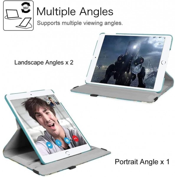 iPad Air 2/Air 1/iPad 9.7인치 2018/2017(5세대/6세대)용 케이스, 다각도 보기 및 자동 잠자기/깨우기 기능이 있는 360도 조절식 보호 커버(Headset Monkey)