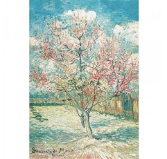 MISITU 직소 퍼즐 성인을 위한 1000 조각 미니 퍼즐 마이크로 조각 빈센트 윌렘 반 고흐의 핑크 복숭아 나무 도전적인 어려운 퍼즐 크리스마스 생일 선물 게임 10.24 x 14.96 