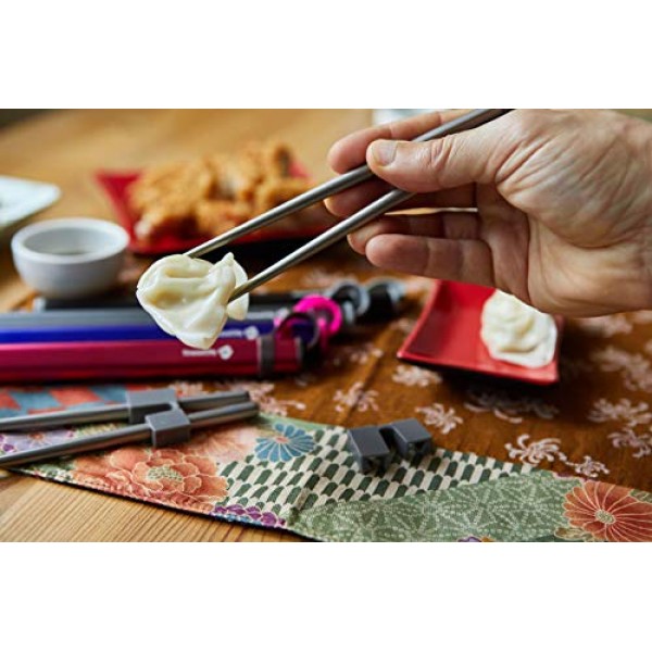 어린이용 젓가락(트레이닝 홀더 포함)|사각형 여행용 젓가락| 튼튼하고 가벼운 6.7