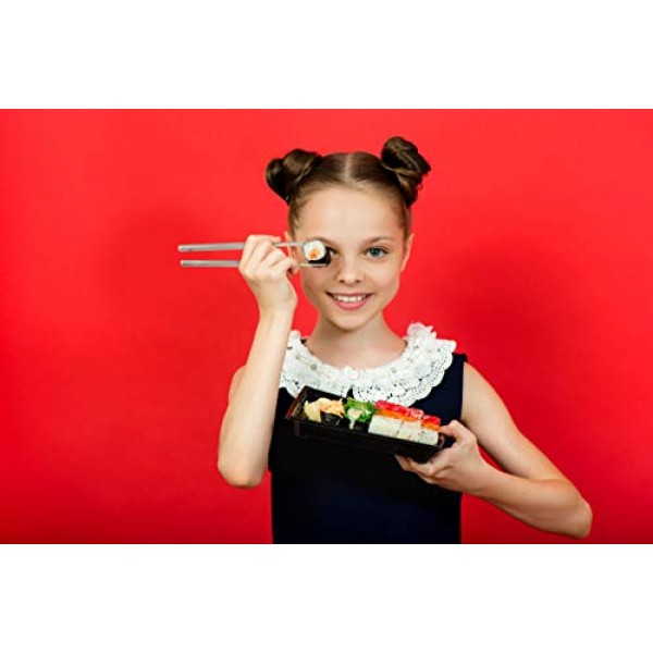 어린이용 젓가락(트레이닝 홀더 포함)|사각형 여행용 젓가락| 튼튼하고 가벼운 6.7