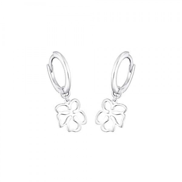 s.Oliver 2033877 여성용 크리올 귀걸이 925 스털링 실버 2.6 cm 실버 꽃이 주얼리 선물 상자에 들어있습니다., 스털링 실버, 없음