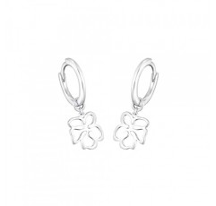 s.Oliver 2033877 여성용 크리올 귀걸이 925 스털링 실버 2.6 cm 실버 꽃이 주얼리 선물 상자에 들어있습니다., 스털링 실버, 없음