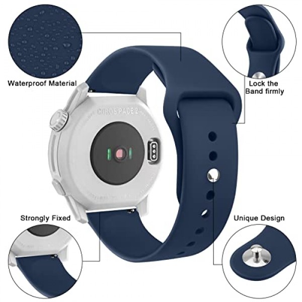 Coros PACE 2/ APEX 42mm/ APEX 2, 20mm 남성용 여성용 Amzpas 실리콘 밴드 퀵 릴리스 교체 용 손목 밴드 스포츠 스트랩