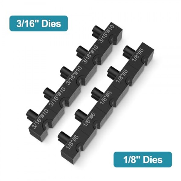 1/8 및 3/16 맞춤형 다이가 포함된 BLIKA 10톤 유압 압착 도구, 스테인레스 스틸 케이블 난간용 유압 핸드 크림퍼 도구, 1/8 ~ 3/16 케이블 난간 피팅용 케이블 난간 압착 도구
