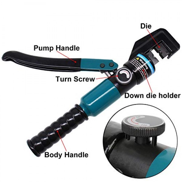 1/8 및 3/16 맞춤형 다이가 포함된 BLIKA 10톤 유압 압착 도구, 스테인레스 스틸 케이블 난간용 유압 핸드 크림퍼 도구, 1/8 ~ 3/16 케이블 난간 피팅용 케이블 난간 압착 도구