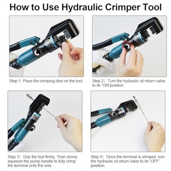 1/8 및 3/16 맞춤형 다이가 포함된 BLIKA 10톤 유압 압착 도구, 스테인레스 스틸 케이블 난간용 유압 핸드 크림퍼 도구, 1/8 ~ 3/16 케이블 난간 피팅용 케이블 난간 압착 도구