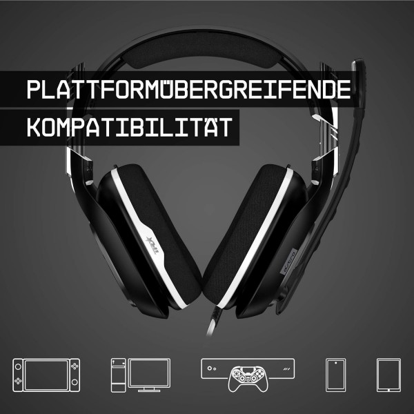 ASTRO Gaming A40 TR CALL OF DUTY 리그 에디션 유선 게이밍 헤드셋 4세대 ASTRO 오디오 V2 Dolby ATMOS 3.5mm 잭 교환 가능 마이크 Xbox X|S|One PS5 PS4 PC - 블랙/화이트