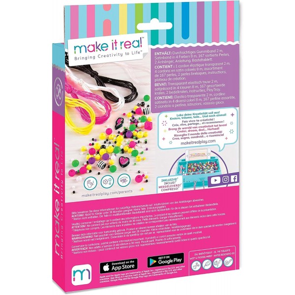 Make It Real 1209 어린이용 주얼리 제작 세트, 다양한 색상