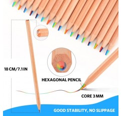 nsxsu 20 Pcs 레인보우 컬러 연필, 7 in 1 컬러 연필, 레인보우 연필, 멀티 컬러 연필, 재미있는 연필