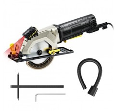 미니 원형톱, 4.8암페어 4-1/2인치 소형 원형톱, 3700RPM, 레이저 절단 가이드가 있는 전기 원형톱, 목재, 타일 및 플라스틱 절단에 적합