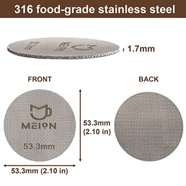 에스프레소 퍽 스크린 53.3mm 에스프레소 포터 필터 필터 바구니 용 재사용 가능한 커피 필터 54mm, 1.7mm 두께 150μm, 316 스테인레스 스틸 에스프레소 필터 스크린 (53.3MM)