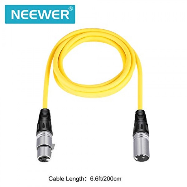 Neewer 6팩 6.5피트/2m 마이크 케이블 코드, XLR 남성 - XLR 여성 마이크 오디오 컬러 스네이크 케이블(보라색/빨간색/파란색/주황색/노란색/녹색)