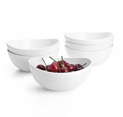 Sweese 6인치 도자기 18온스 그릇 6개 세트, 수프용 | 시리얼 | 과일 | 쌀 - 전자레인지, 식기세척기, 오븐용 - 흰색