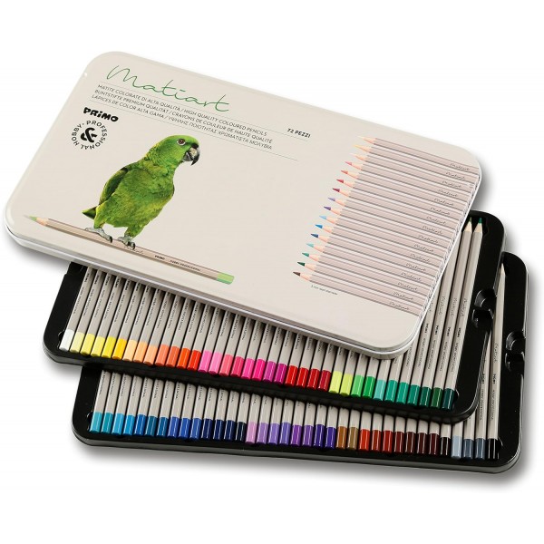 색연필 색연필 색연필 - 인체공학적 육각 손잡이가 있는 어린이에게 적합한 페인팅, 드로잉, 채색 또는 채색을 위한 72가지 PRIMO 색상