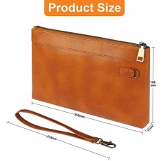 DingGuagua 남성용 가죽 손목 가방 비즈니스 지퍼 클러치 백 머니 RSE 클러치 백 핸드백 서류 가방 휴대폰 지갑 일일 또는 여행용 손목 지갑 지갑, 브라운