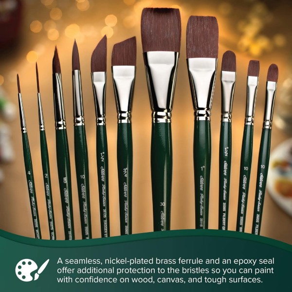 Silver Brush Limited 2510S4 루비 새틴 - 고양이 혀 액체 아크릴 페인트 브러시 - 짧은 손잡이 - 크기 4