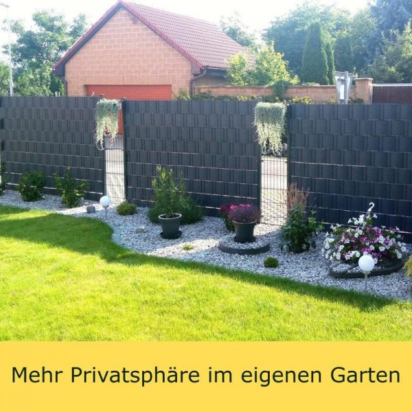 workingHOUSE 폴리라탄 프라이버시 스크린 스트립, 이중 로드 매트 펜스용 프라이버시 스크린, 19 x 255cm(6 x 블랙) 6 6 x 블랙