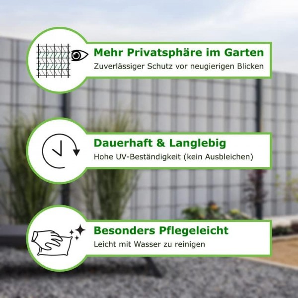 workingHOUSE 폴리라탄 프라이버시 스크린 스트립, 이중 로드 매트 펜스용 프라이버시 스크린, 19 x 255cm(6 x 블랙) 6 6 x 블랙