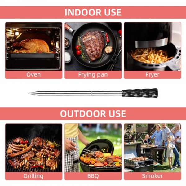 MUSICRAB 2-프로브 무선 스마트 고기 온도계 - 장거리 블루투스 범위, 세라믹 프로브 멀티 센서 고기 온도계, 바베큐 오븐 그릴 요리 선물용 방수 식품 온도계