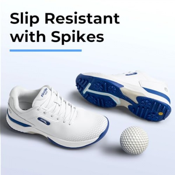 FitVille 와이드 & 엑스트라 와이드 남성 골프 신발 남성용 전문 야외 방수 스파이크 골프 신발