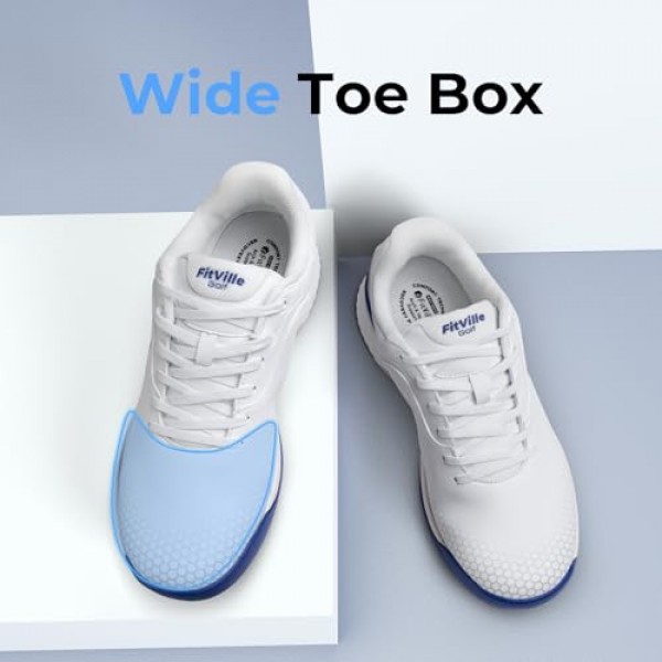 FitVille 와이드 & 엑스트라 와이드 남성 골프 신발 남성용 전문 야외 방수 스파이크 골프 신발