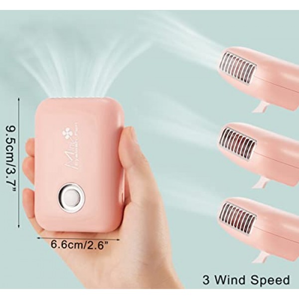ThreeH USB 미니 휴대용 팬, 3가지 풍속, 충전식 휴대용 속눈썹 건조기, 여행용, 사무실, 가정용, 핑크용 경량 Leafless Dask 팬