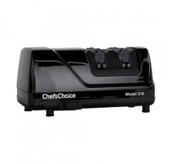 Chef'sChoice 316 다이아몬드 칼날 갈이(15도 칼용), 직선 칼과 가는 칼날을 갈기 위한 정밀 가이드 포함, 2단계, 검정색