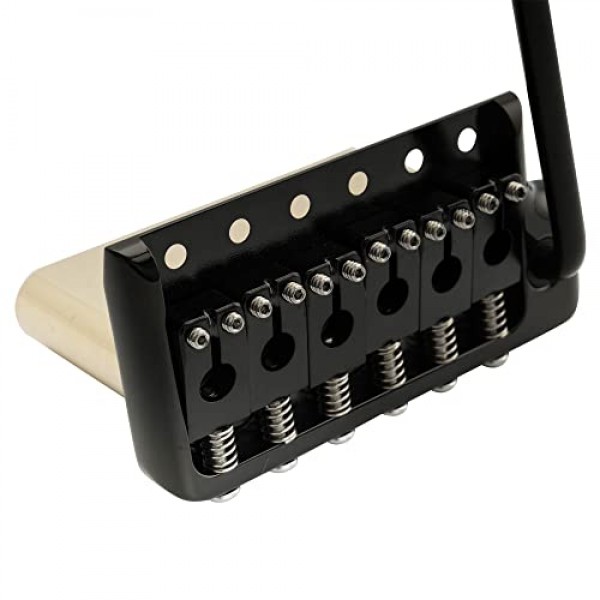 Musiclily Ultra 52.5mm 풀 솔리드 브래스 6나사 Strat 스타일 일렉트릭 기타용 PRS 스타일 트레몰로 브리지 나이프 엣지, 블랙