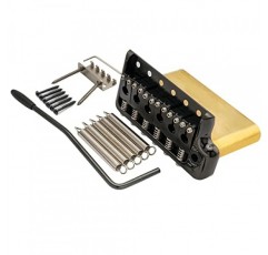 Musiclily Ultra 52.5mm 풀 솔리드 브래스 6나사 Strat 스타일 일렉트릭 기타용 PRS 스타일 트레몰로 브리지 나이프 엣지, 블랙