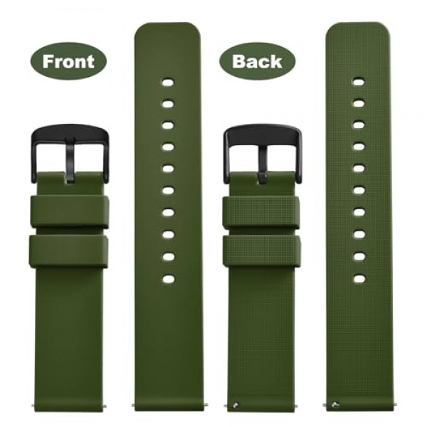 WOCCI 실리콘 고무 시계 밴드, 스테인레스 스틸 버클, 퀵 릴리스, 선택할 수 있는 13가지 색상, 14mm 16mm 18mm 19mm 20mm 21mm 22mm 24mm