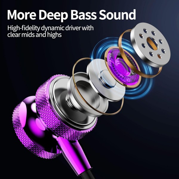 삼성 A53 A33 A54 S21 FE S20 FE S23 Ultra S22용 USB C 헤드폰, 이어폰형 헤드폰 USB C 커넥터 마그네틱 USB C 헤드셋 유형 C 픽셀 7 Pro 7 6a Mi 11T Pro 13 Oneplus 11 퍼플용 유선 헤드폰