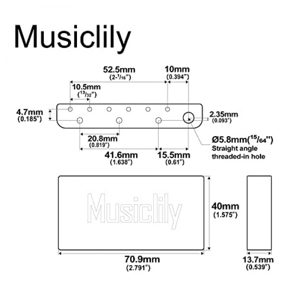 Musiclily Ultra 10.5mm 풀 브래스 40mm 트레몰로 블록(인도네시아용 Squier 일렉트릭 기타 제작)