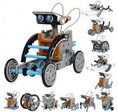 Sillbird STEM 12-in-1 교육 태양열 로봇 장난감 - 8-10세 이상 어린이를 위한 190개 DIY 건축 과학 실험 키트, 태양에 의해 구동되는 태양열