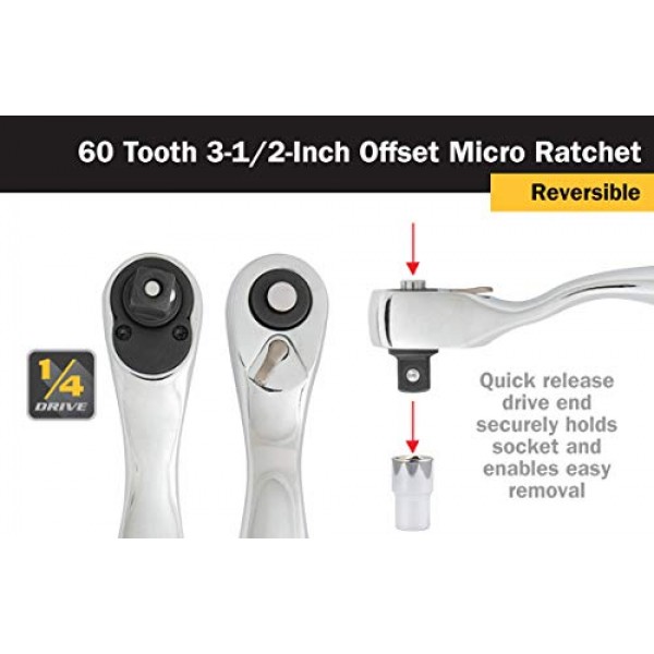 Titan 11204 1/4인치 x 3-1/2인치 60 톱니 오프셋 마이크로 래칫