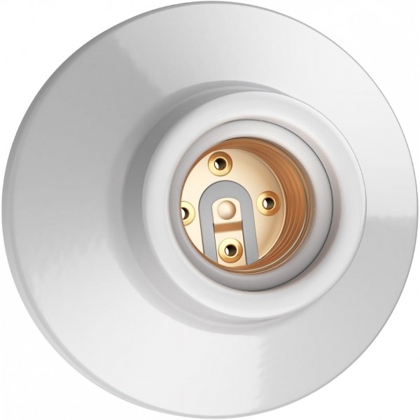 ledscom.de 천장 조명/램프 소켓 Elektra, Porcelain, White Glossy, 1 X E27 최대 300W, 90mm Ø 1 Light+white / 전구 없음 1개(1팩)