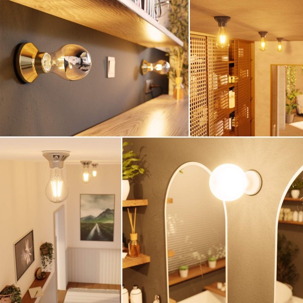 ledscom.de 천장 조명/램프 소켓 Elektra, Porcelain, White Glossy, 1 X E27 최대 300W, 90mm Ø 1 Light+white / 전구 없음 1개(1팩)