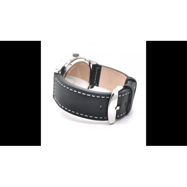 Rhodenwald & Söhne 10010317 남성용 시계 아날로그 일본 쿼츠 무브먼트, 정품 가죽 블랙 스트랩, 실버, 스트랩.