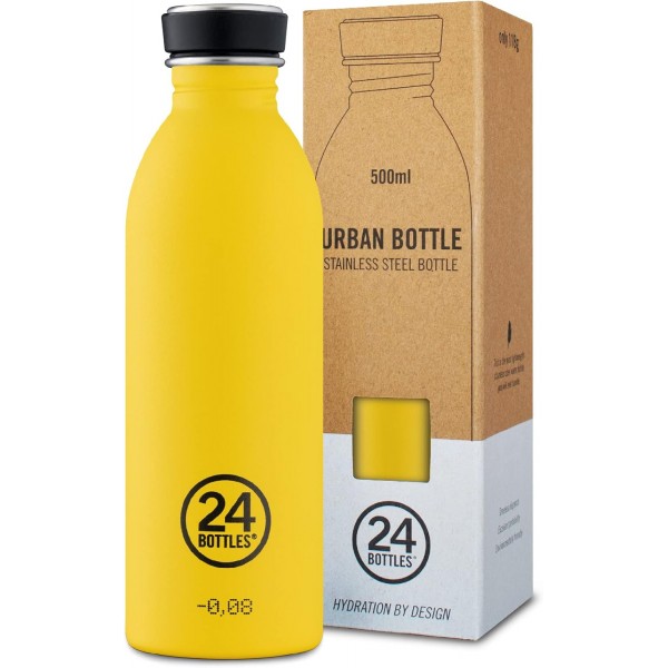 24Bottles Urban - 1L/500ml/250ml Water Bottle, Drinking Bottle with 100% Leakproof Cap Eco BPA Free 스테인리스 물병 [비열, 초경량] 500ml Taxi Yellow