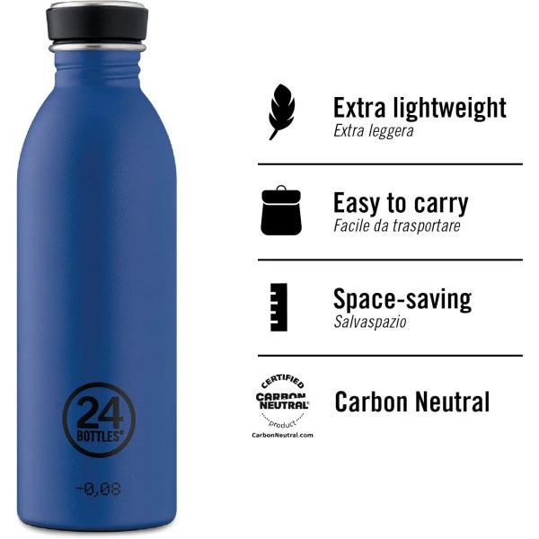 24Bottles Urban - 1L/500ml/250ml Water Bottle, Drinking Bottle with 100% Leakproof Cap Eco BPA Free 스테인리스 물병 [비열, 초경량] 500ml Taxi Yellow