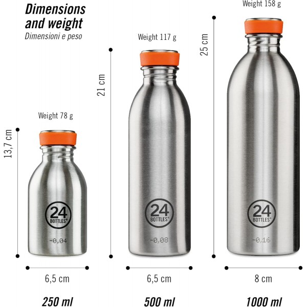 24Bottles Urban - 1L/500ml/250ml Water Bottle, Drinking Bottle with 100% Leakproof Cap Eco BPA Free 스테인리스 물병 [비열, 초경량] 500ml Taxi Yellow