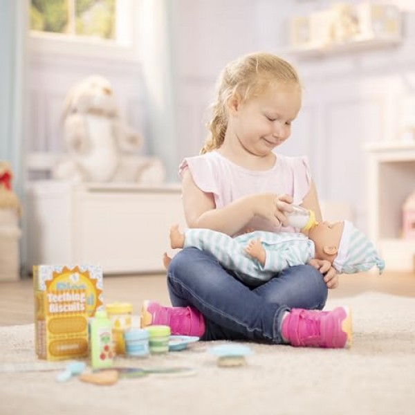 Melissa & Doug Mine to Love 식사시간 놀이 세트 인형용 병, 이유식 병, 스낵 파우치 등(24개)