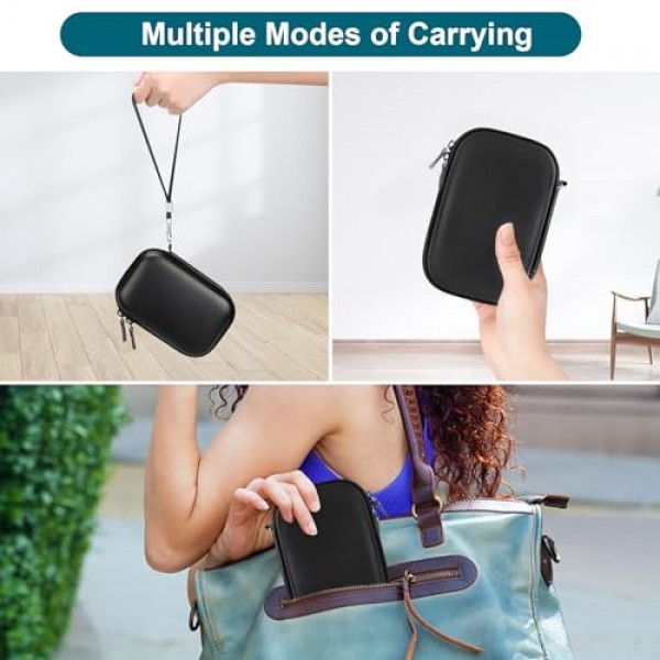 KODAK Step Wireless 모바일 포토 미니 컬러 프린터와 호환되는 Canboc 휴대용 여행용 케이스, 지퍼 메쉬 포켓용 인화지 및 케이블, 검정색(케이스만)