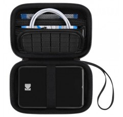 KODAK Step Wireless 모바일 포토 미니 컬러 프린터와 호환되는 Canboc 휴대용 여행용 케이스, 지퍼 메쉬 포켓용 인화지 및 케이블, 검정색(케이스만)