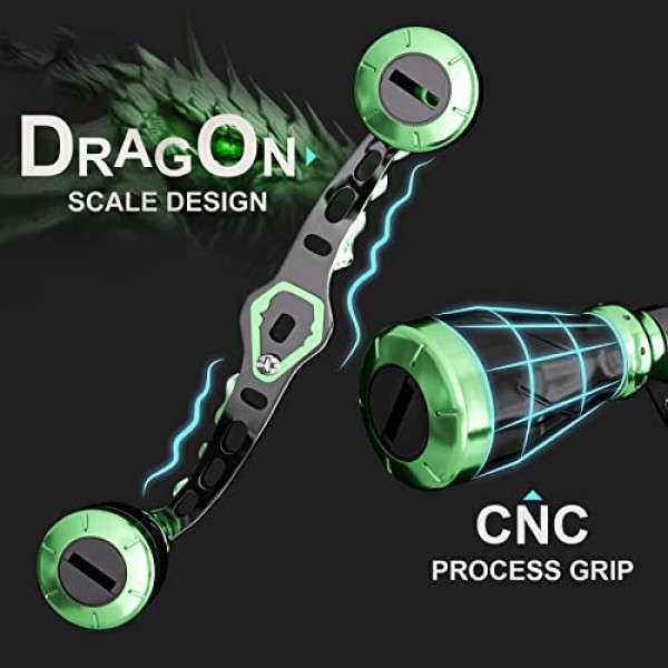 드래곤 스케일 베이트캐스터 릴 핸들.1 OZ 경량 낚시 릴 교체 부품, 왼쪽 및 오른쪽 핸들 범용, Shimano 적합, Abu Garcia Daiwa kastking 모든 브랜드 베이트 캐스팅 릴