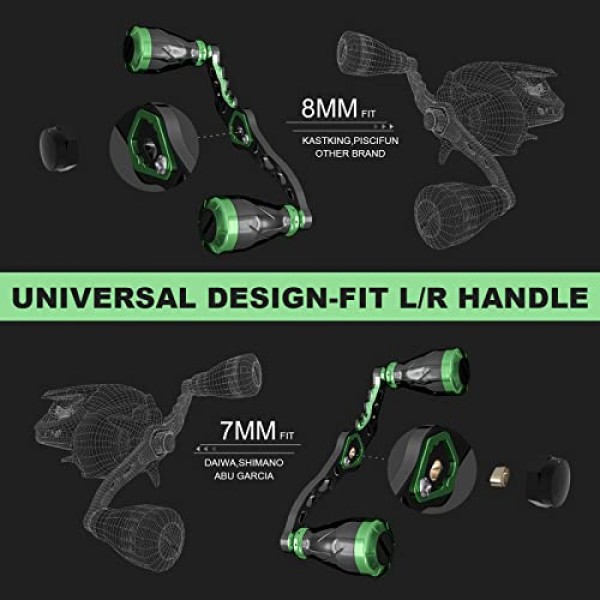 드래곤 스케일 베이트캐스터 릴 핸들.1 OZ 경량 낚시 릴 교체 부품, 왼쪽 및 오른쪽 핸들 범용, Shimano 적합, Abu Garcia Daiwa kastking 모든 브랜드 베이트 캐스팅 릴