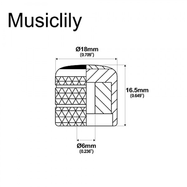Musiclily Pro 미터법 크기 18-스플라인 펜더 텔레 텔레캐스터 일렉트릭 기타 또는 정밀 베이스용 푸시온 전복 탑 돔 손잡이, 블랙(2개 세트)