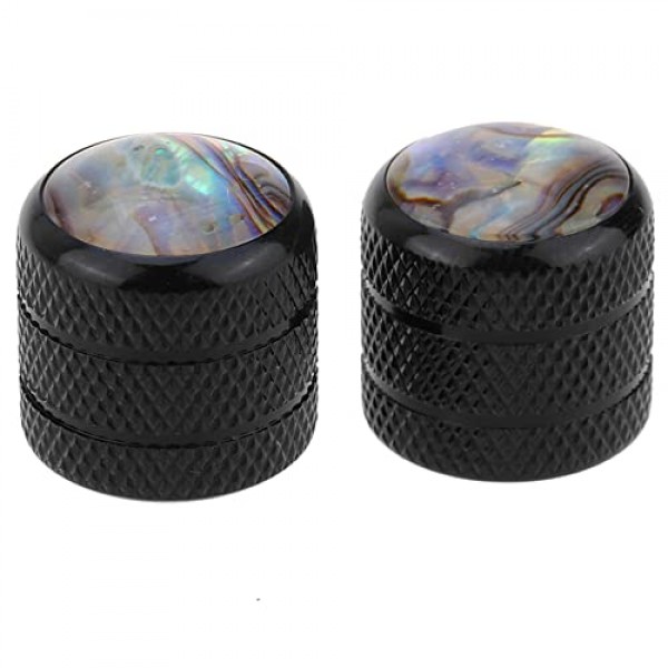 Musiclily Pro 미터법 크기 18-스플라인 펜더 텔레 텔레캐스터 일렉트릭 기타 또는 정밀 베이스용 푸시온 전복 탑 돔 손잡이, 블랙(2개 세트)