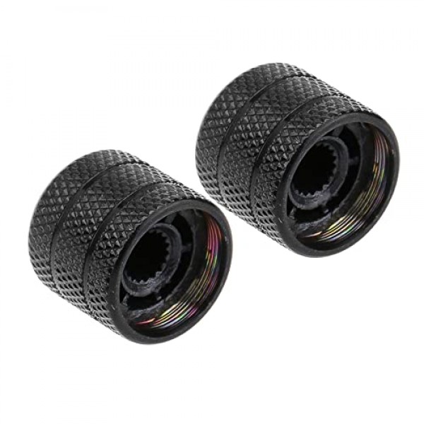 Musiclily Pro 미터법 크기 18-스플라인 펜더 텔레 텔레캐스터 일렉트릭 기타 또는 정밀 베이스용 푸시온 전복 탑 돔 손잡이, 블랙(2개 세트)