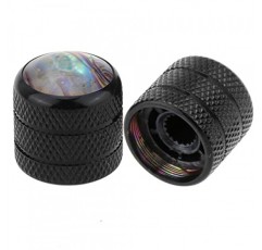 Musiclily Pro 미터법 크기 18-스플라인 펜더 텔레 텔레캐스터 일렉트릭 기타 또는 정밀 베이스용 푸시온 전복 탑 돔 손잡이, 블랙(2개 세트)